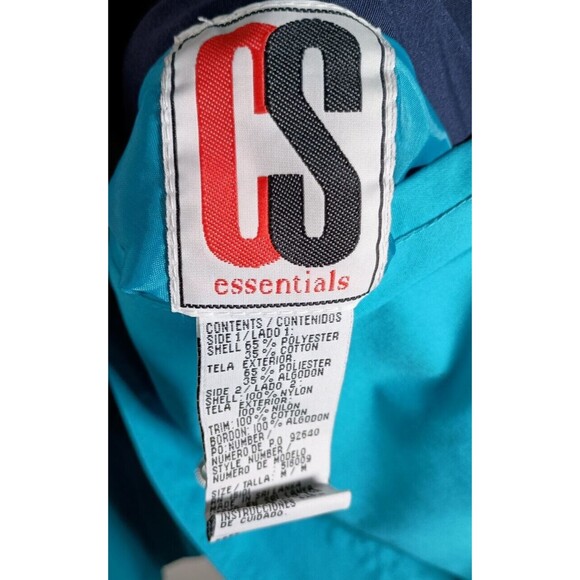 Vintage CS Essentials Windbreaker Blue Reversible Hooded Snap Button Size Medium - Picture 5 of 11